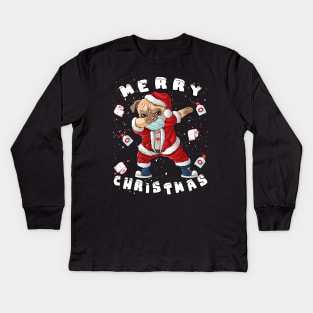 Merry Christmas 2020 Dog Santa Pug Christmas Costume Kids Long Sleeve T-Shirt